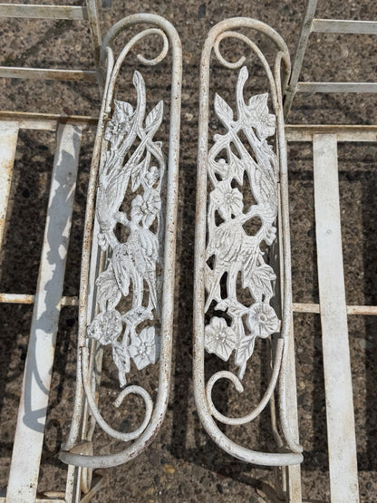 Vintage Russell Woodard "Kissing Birds" Wrought Iron Patio Lounge Chair - Pair