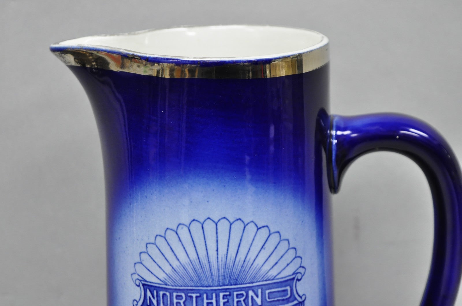Antique 1913 60th Anni Northern Lodge No. 25 Masonic Cobalt Blue Ceramic Pitcher