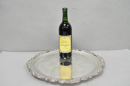 Vintage Baroque by Wallace Silver Plated Round Footed Serving Platter Bar Tray