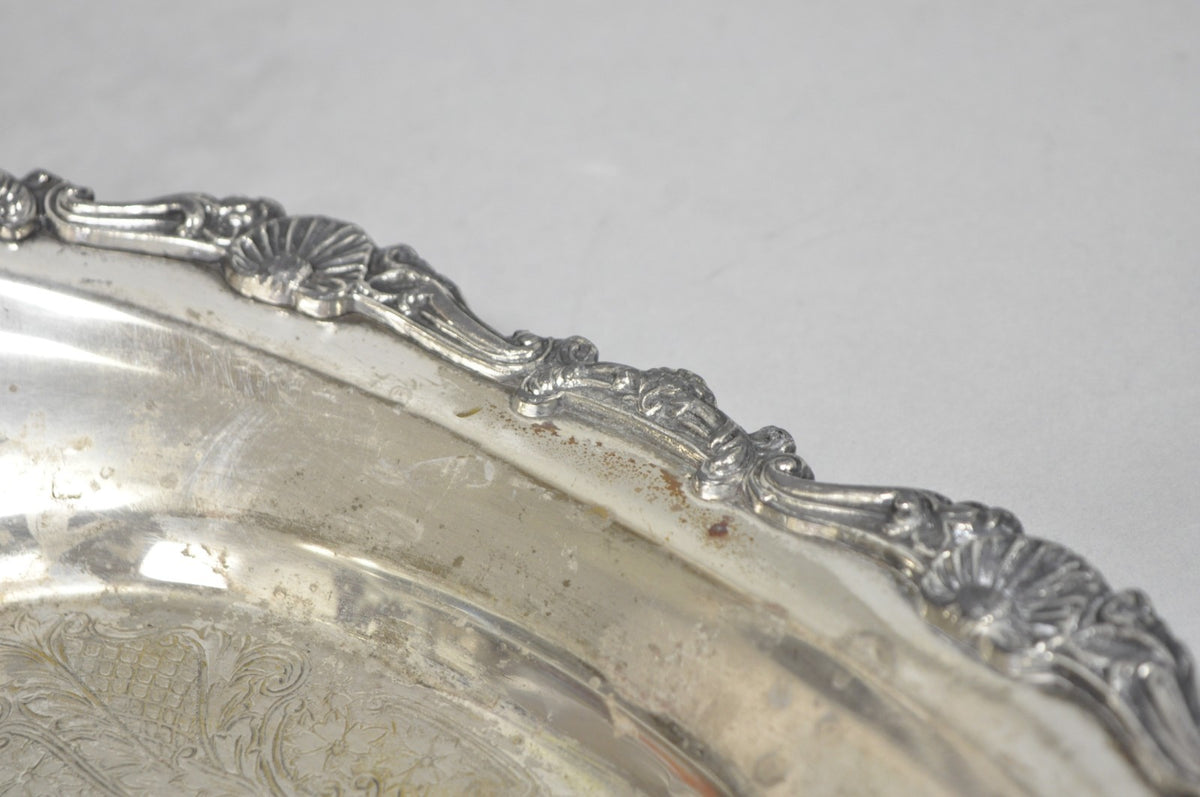 Vintage Victorian Style Silver Plated Oval 13.5" Trinket Serving Dish (A)