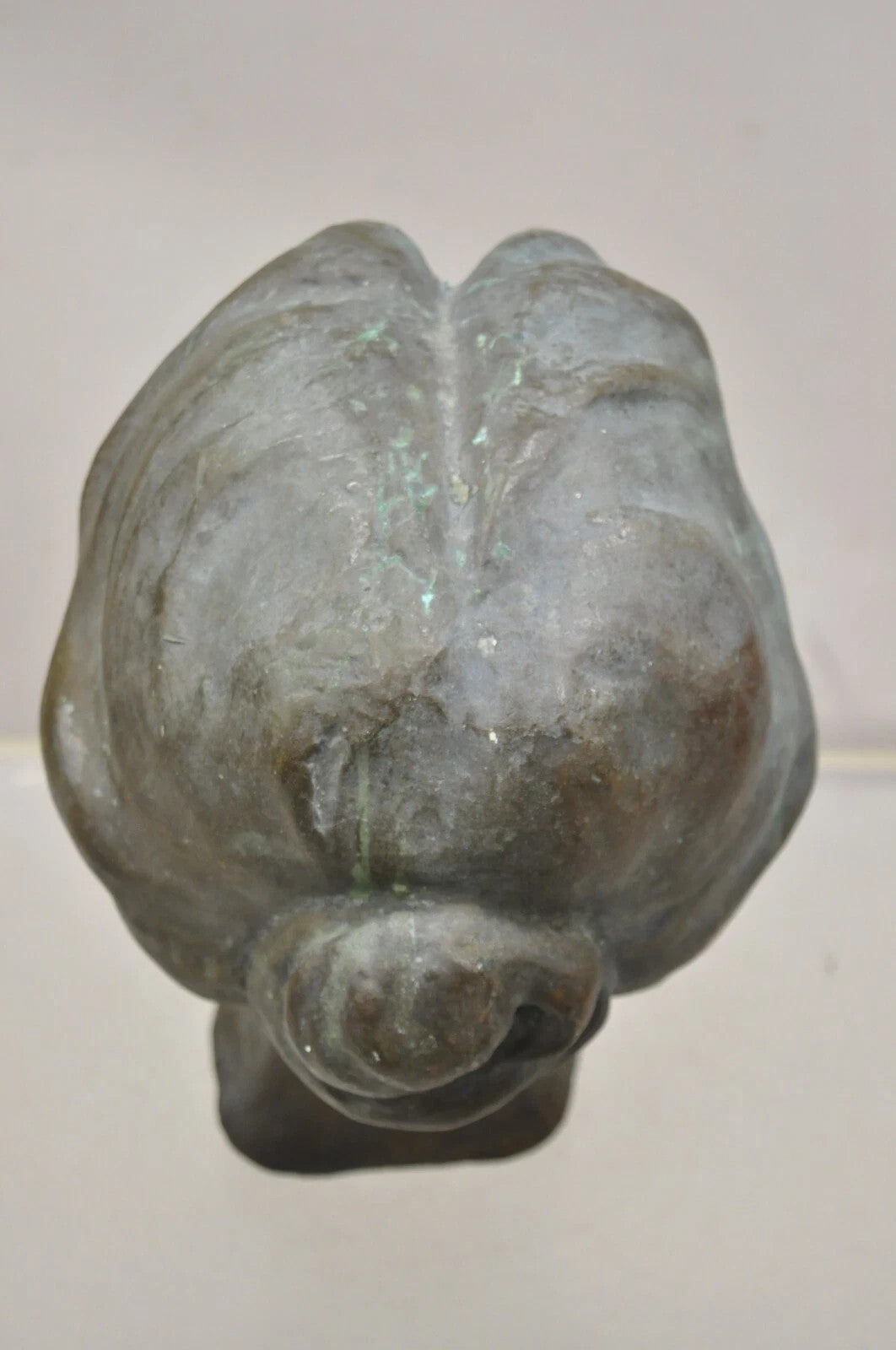 Vintage Patinated Cast Bronze Bust Statue Sculpture of Woman with Pinned Hair