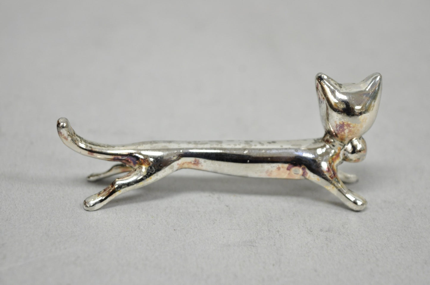 Vintage Art Deco Small Silver Plated Metal Figural Cat Knife Rests - Set of 5