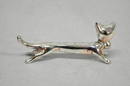 Vintage Art Deco Small Silver Plated Metal Figural Cat Knife Rests - Set of 5