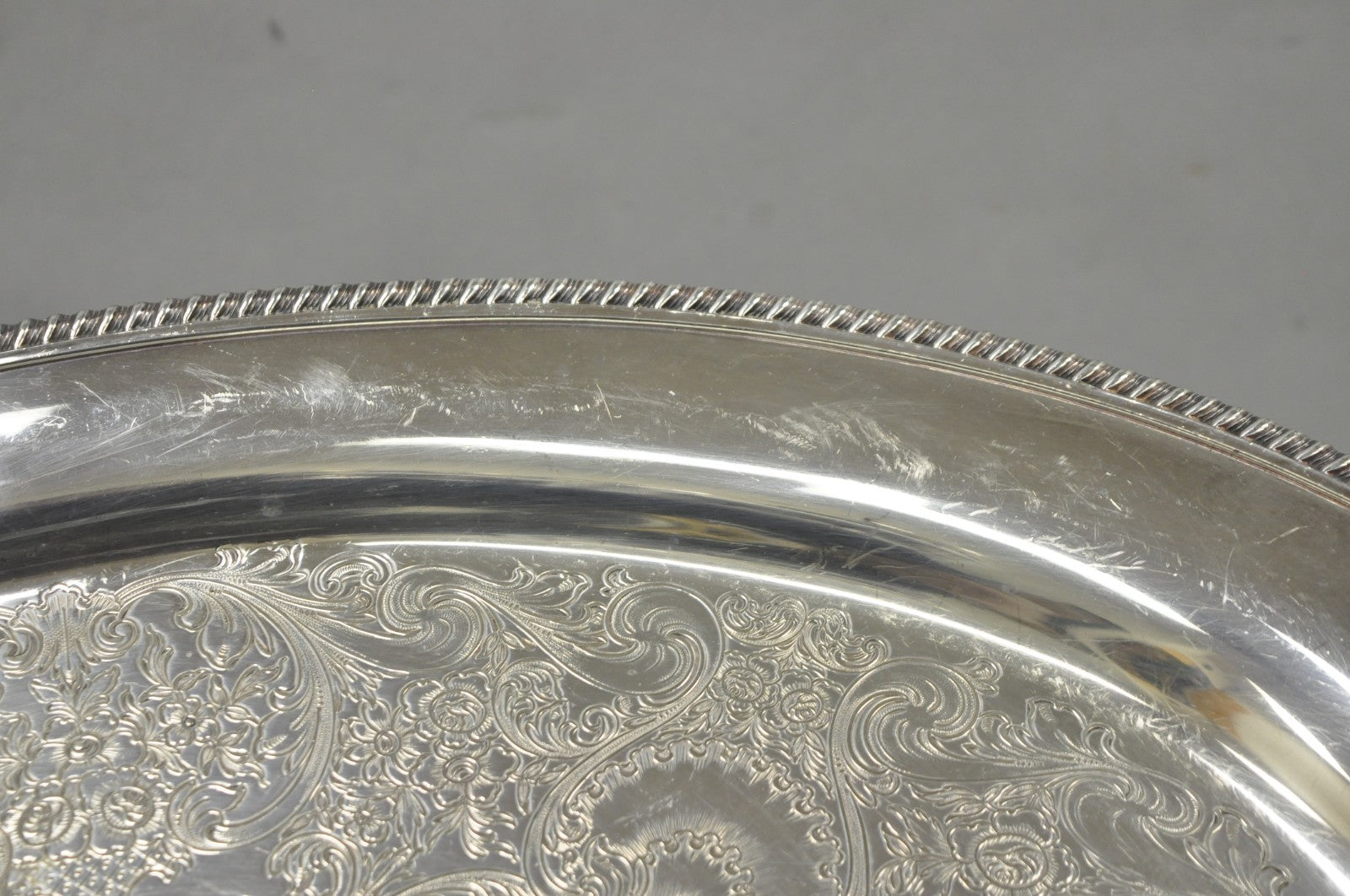 Vintage English Victorian EGW&S Silver Plated Oval Serving Platter Tray w/ Mono