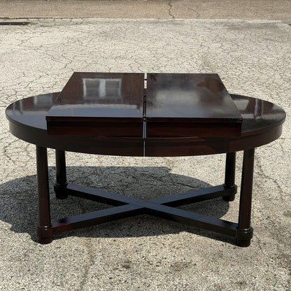 Baker Barbara Barry Art Deco Style Oval 2 Leaf Extension Mahogany Dining Table