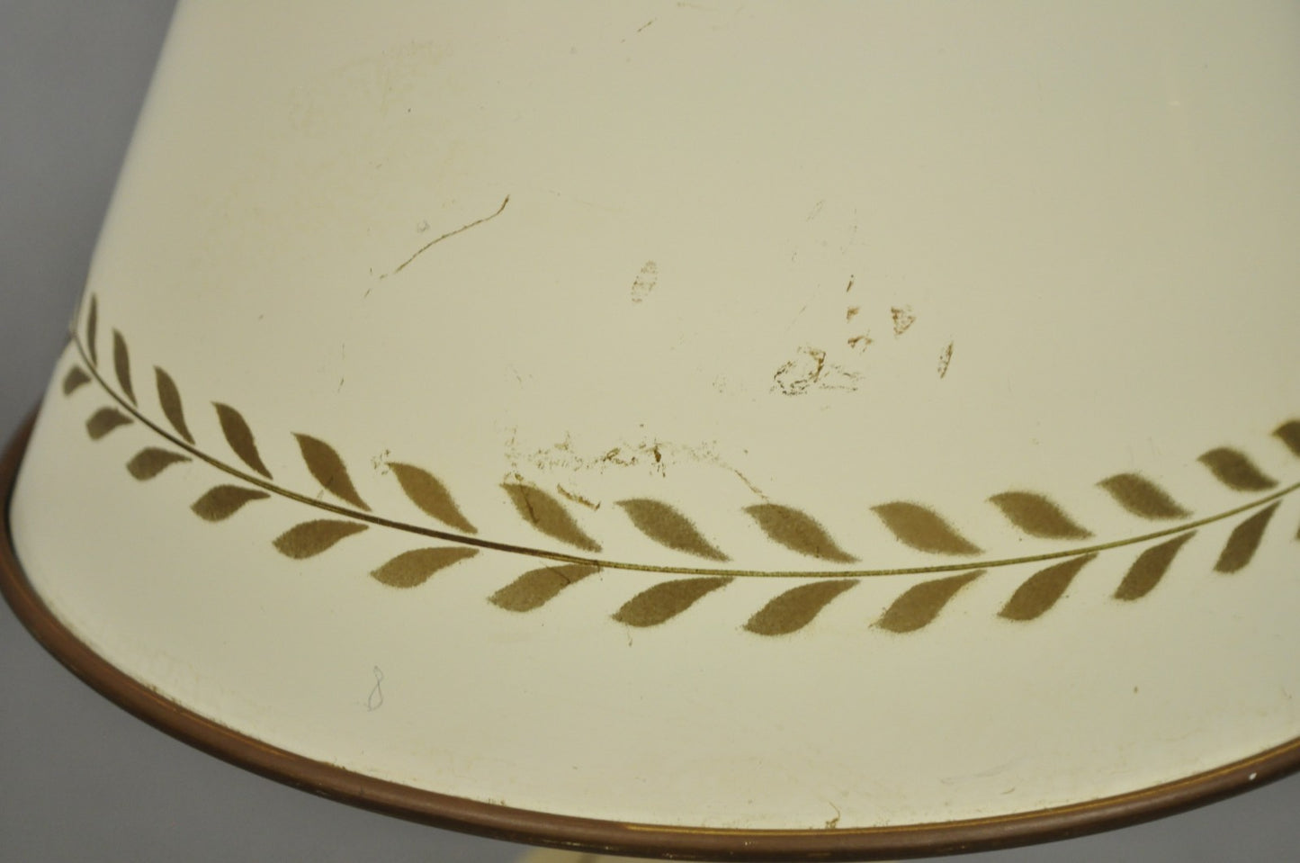 Vintage French Country Style Small White Tole Metal Boudoir Table Lamp w/ Shade