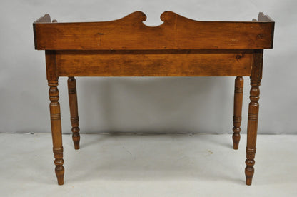 Antique Primitive Colonial Pine Wood 1 Drawer Work Table Desk w/ Backsplash