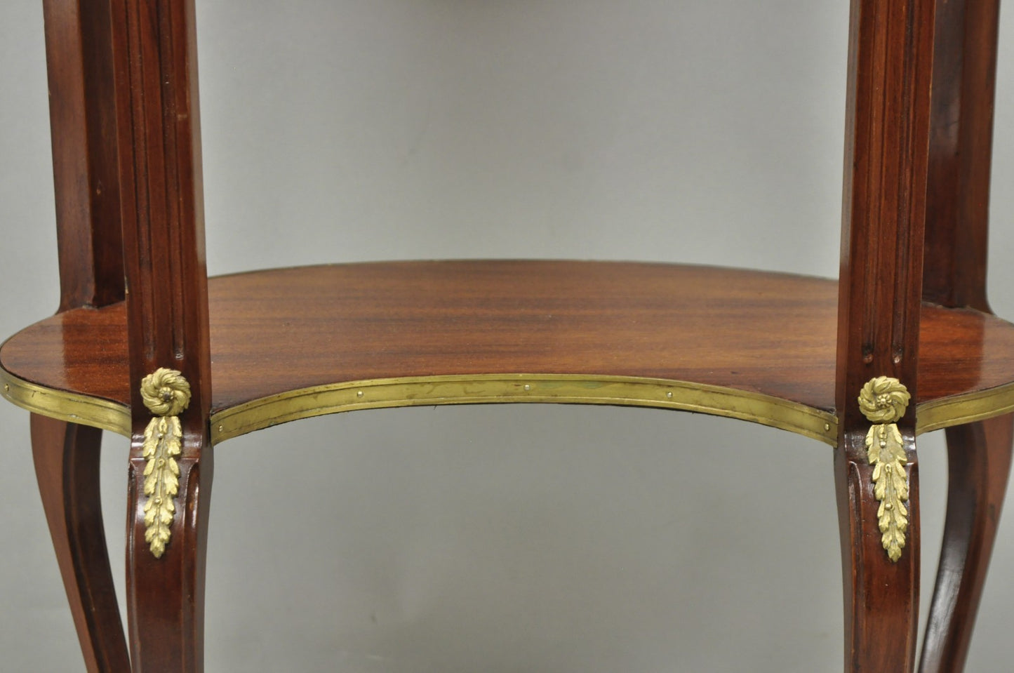 Vintage French Louis XV Style Mahogany Kidney Bean Side Table w/ Bronze Ormolu