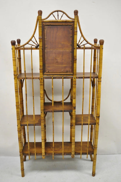 Antique English Victorian Bamboo Stick and Ball Curio Shelf Display Etagere