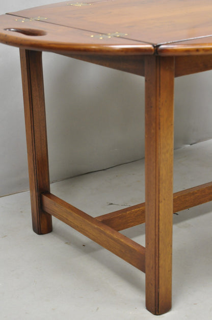 English Georgian Chippendale Mahogany Burl Wood Butlers Tray Top Coffee Table