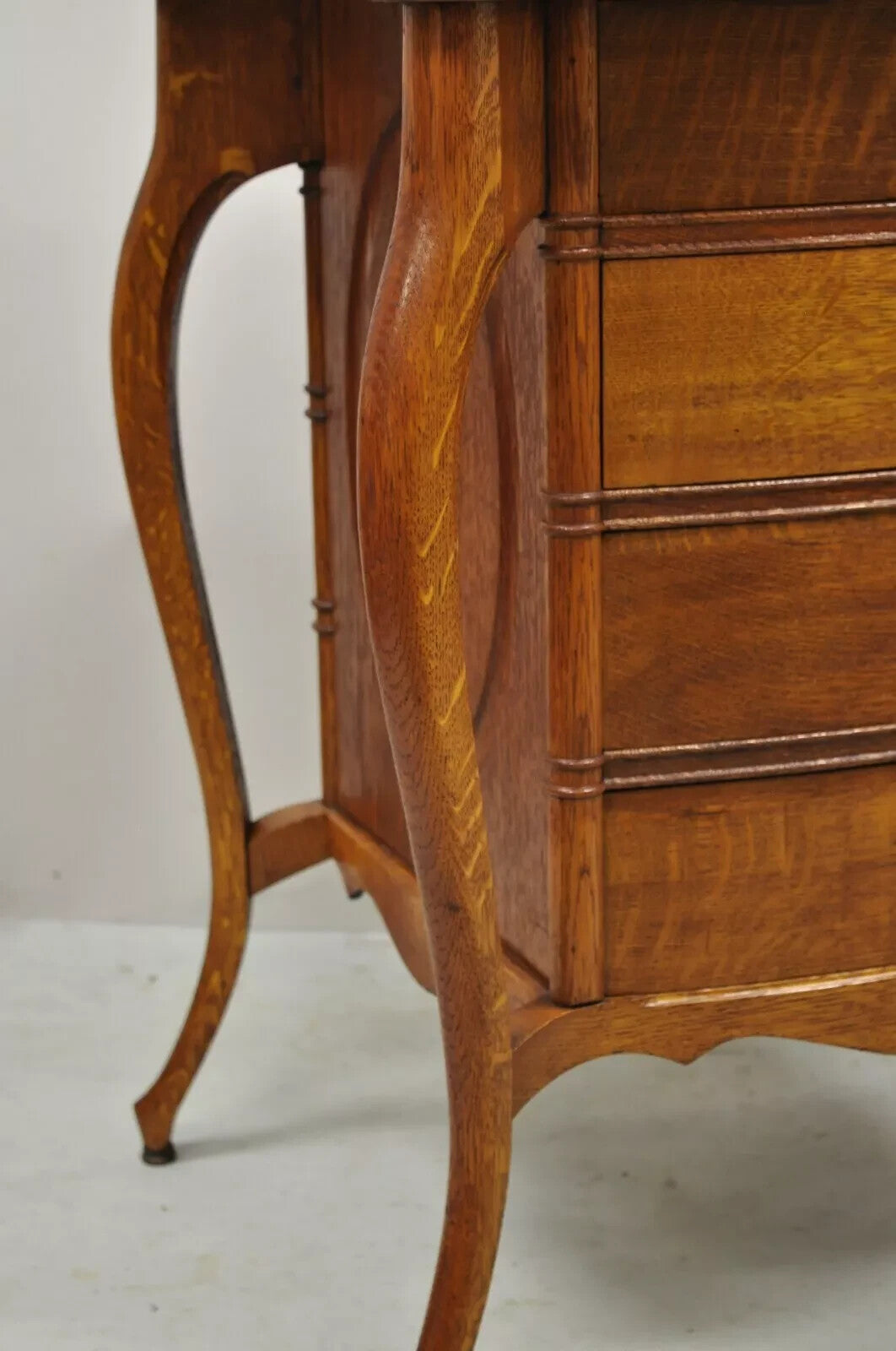 Antique Victorian Art Nouveau Golden Oak 4 Drawer Sewing Work Stand Side Table