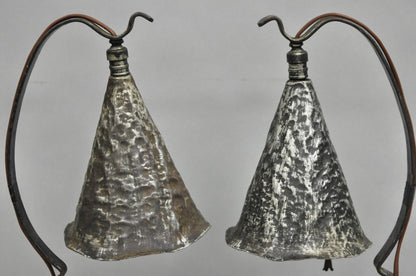 Antique Arts & Crafts Hand Hammered Metal Small Lantern Table Lamps - a Pair