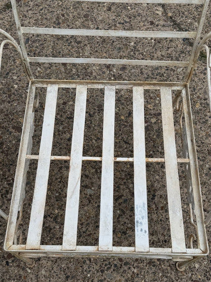 Vintage Russell Woodard "Kissing Birds" Wrought Iron Patio Lounge Chair - Pair
