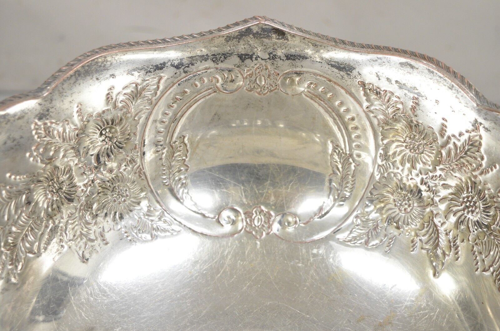 Antique English Regency Victorian Floral Repousse Lion Punch Bowl Ice Bucket