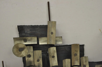 Mid Century Modern Brutalist Steel Metal 48" Wall Sculpture after Curtis Jere