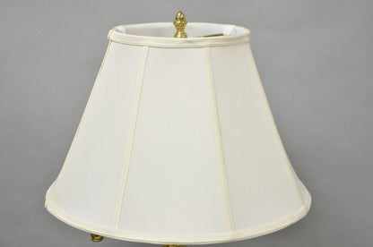 Vintage Traditional Polished Brass Swing Arm Reading Pole Floor Lamp w/ Shade