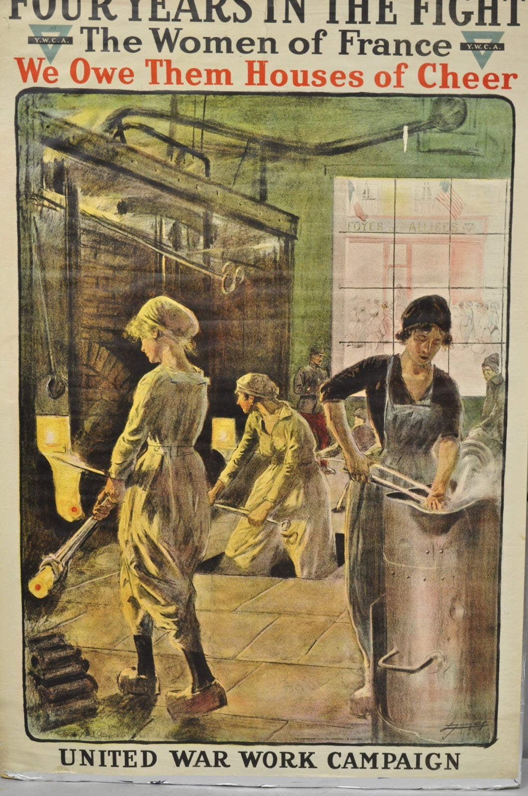Original Vintage YWCA 1918 WWI Poster 'Four Years in the Fight' by Lucien Jonas