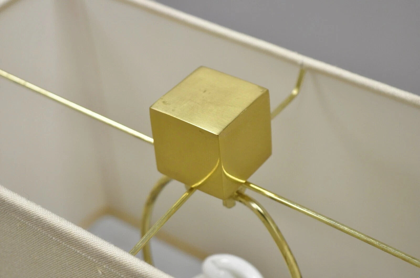 Robert Abbey Tic-Tac-Toe Bronze Brass Ring Marble Base Table Lamp w/ Shade