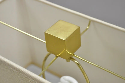 Robert Abbey Tic-Tac-Toe Bronze Brass Ring Marble Base Table Lamp w/ Shade
