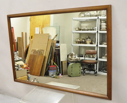 Vintage Mid Century Modern Sculpted Walnut Rectangular Modernist Wall Mirror