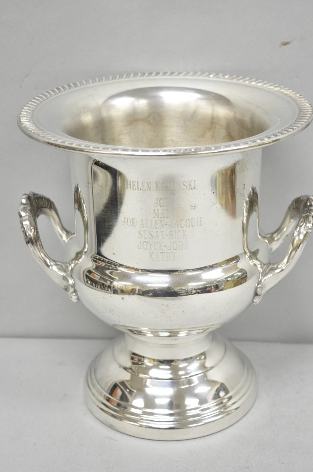 Vintage Leonard Silver Plated Trophy Cup Champagne Chiller Ice Bucket Engraved