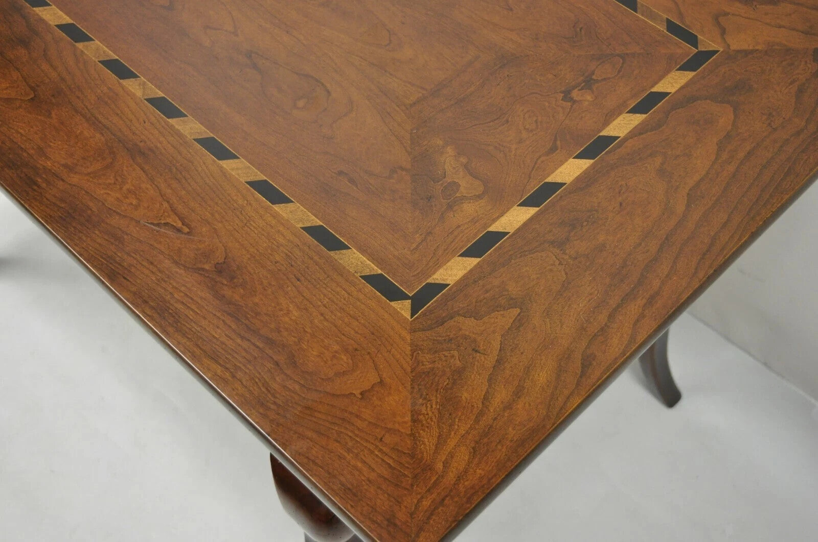 Vintage Baker French Provincial Cherry Wood Inlaid Console Table Writing Desk