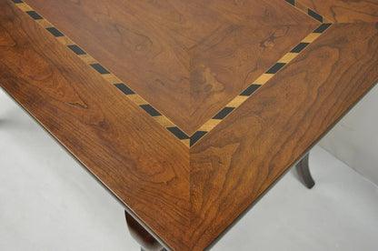 Vintage Baker French Provincial Cherry Wood Inlaid Console Table Writing Desk