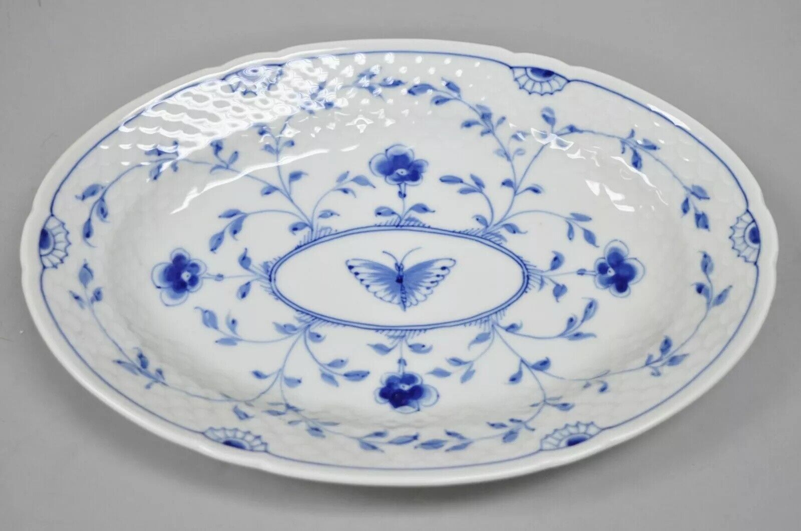 10" Oval Serving Platter 18 Bing and Grondahl B&G Kjøbenhavn Butterfly Lace Blue
