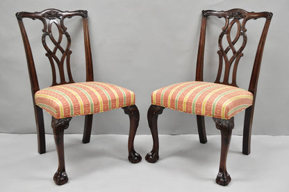 Vintage Chippendale Mahogany Ball and Claw Dining Side Chairs attr. Kindel, Pair