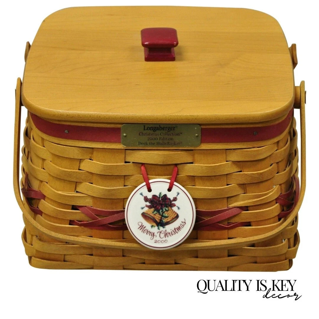 Vintage Longaberger Christmas Edition 2000 Edition Deck the Halls Basket w/ Lid