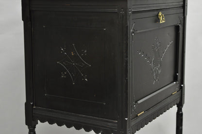 Antique Victorian Aesthetic Movement Black Ebonized Music Stand Side Table