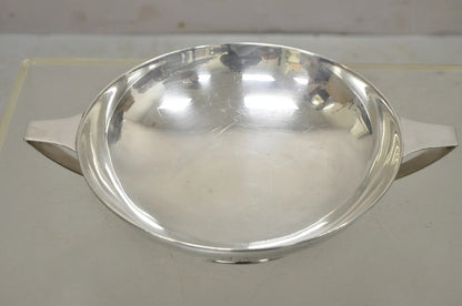 L.B.S. Co. English Sheffield Round Silver Plated Twin Handle Shallow Bowl Dish