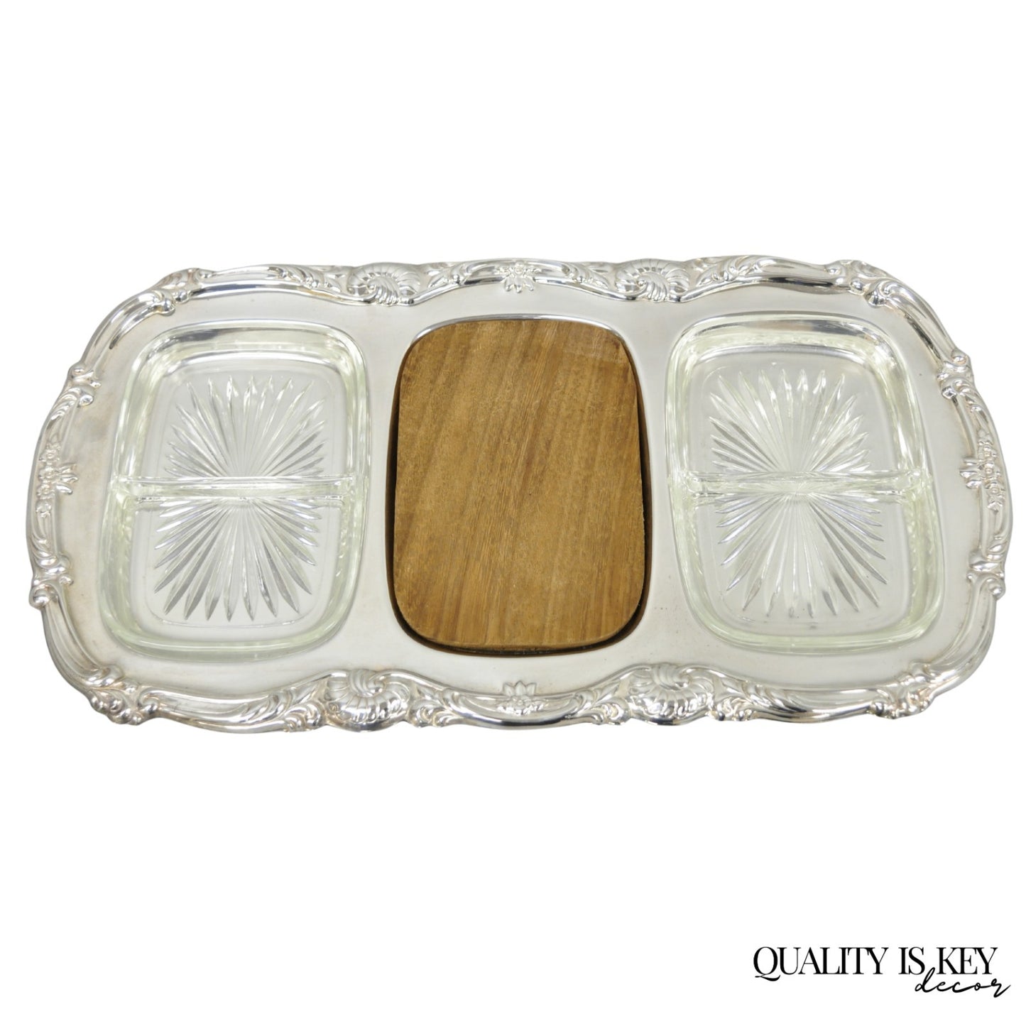 Newport Gorham YB157 Silver Plated 3 Section Cheese Cracker Serving Platter Tray