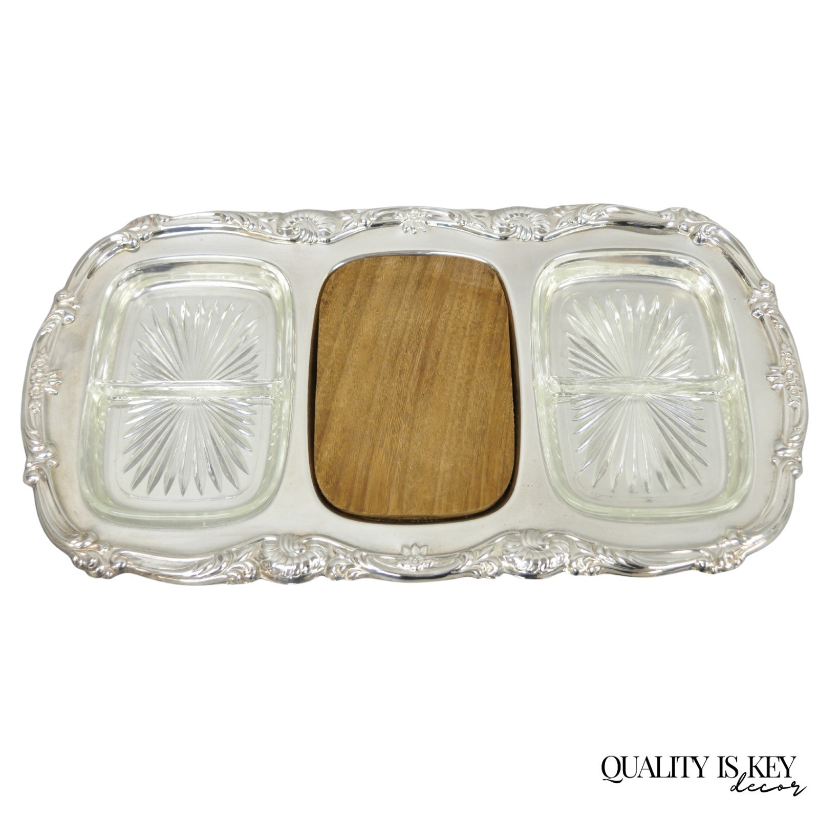 Newport Gorham YB157 Silver Plated 3 Section Cheese Cracker Serving Platter Tray