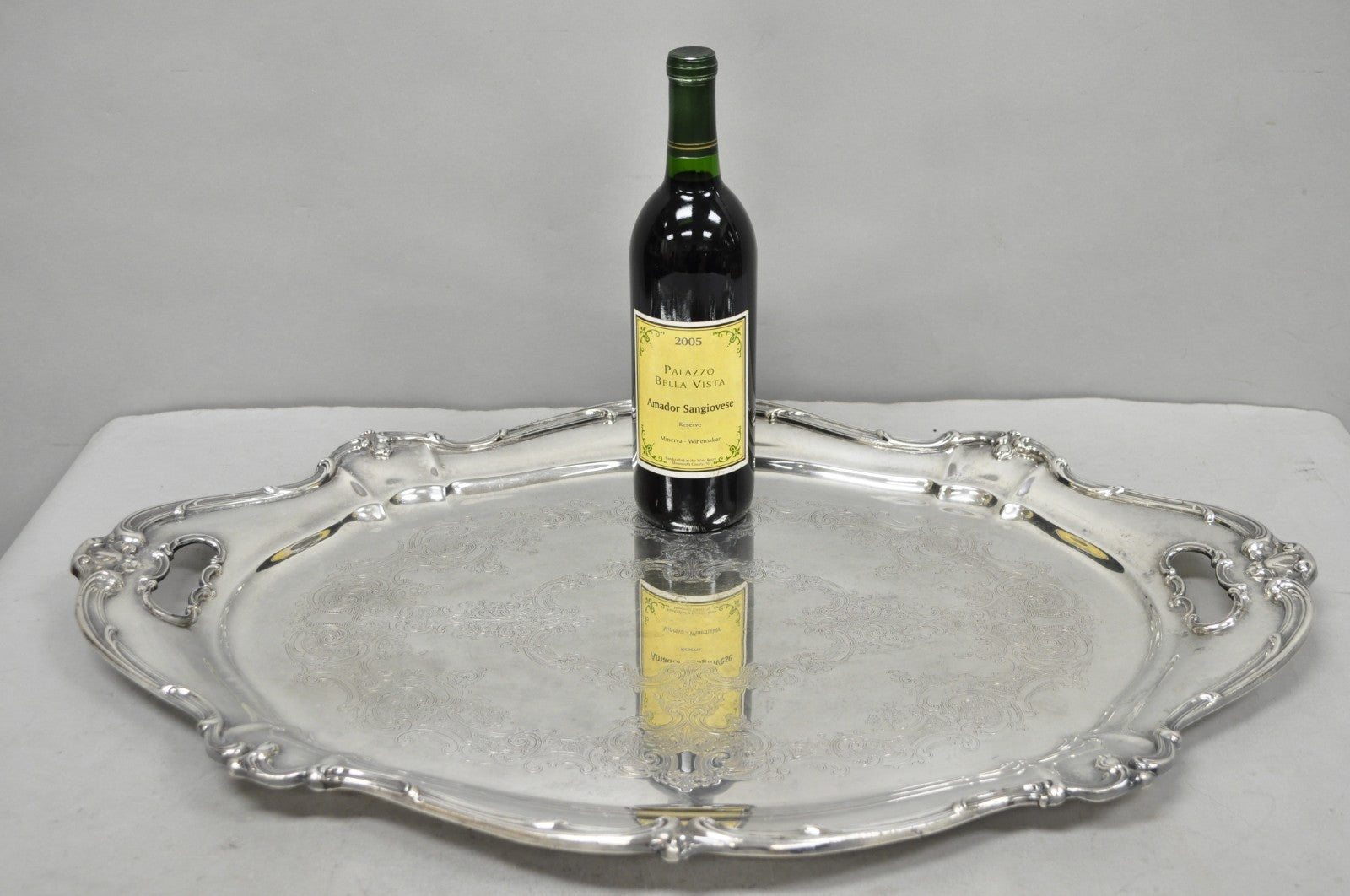 Antique Gorham Silver Plated Victorian Oval Butlers Serving Platter Bar Tray