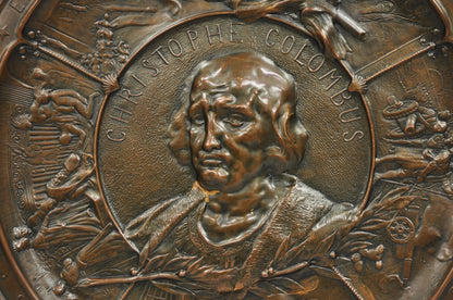 1893 World's Fair Columbian Exhibition Christopher Columbus Bronze Charge Plaque