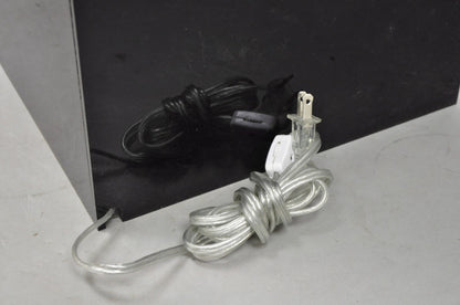 Vintage Mid Century Modern Clear Lucite & Black Acrylic Lighted Pedestal Stand