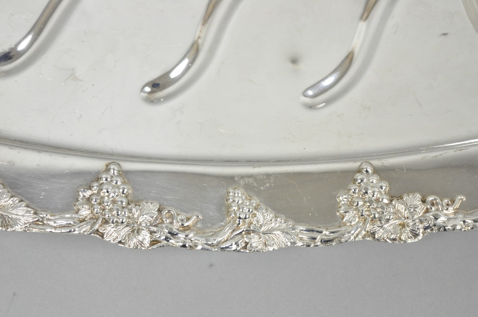 Antique English Victorian Silver Plated Grapevine Meat Cutlery Tray by Benedict