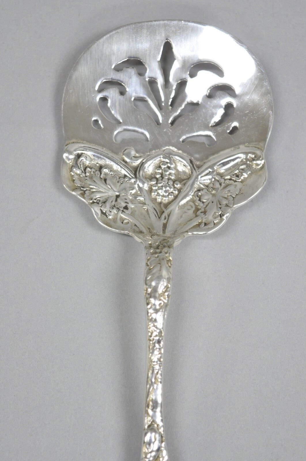 Antique Art Nouveau Sterling Silver Tomato Server with Floral Repousse