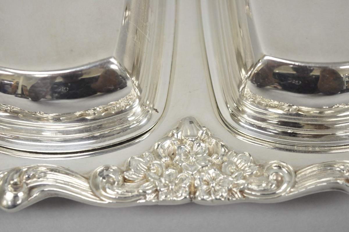 Vintage Poole Lancaster Rose Victorian Silver Plated Twin Double Butter Dish (B)