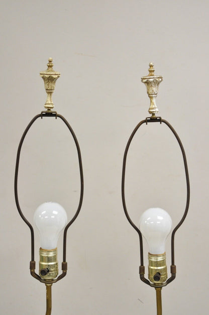 Antique French Victorian Figural Metal Man and Woman Moreau Table Lamps - a Pair