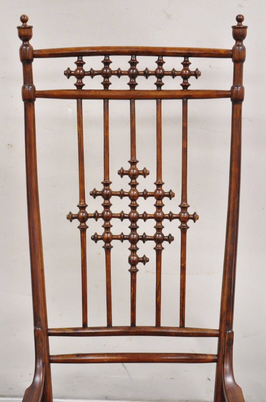Victorian Aesthetic Movement Chestnut Stick & Ball Spindle Rocker Rocking Chair