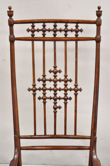 Victorian Aesthetic Movement Chestnut Stick & Ball Spindle Rocker Rocking Chair
