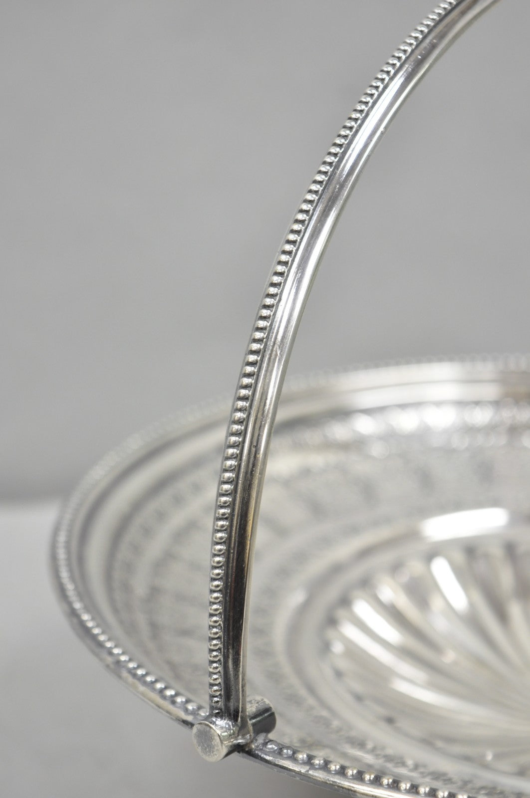 Antique Walker & Hall Silver Plated Swing Handle Pedestal Fruit Bride's Basket