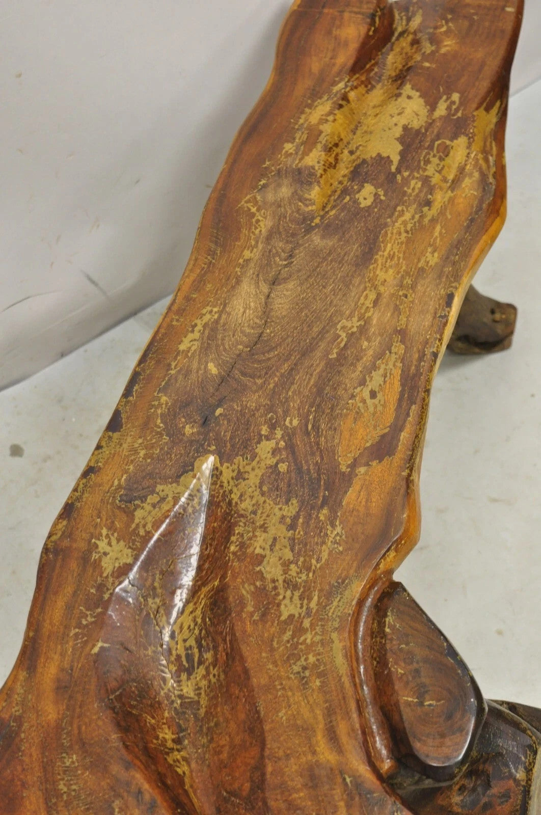 Vintage Mid Century Modern Organic Driftwood Sculptural Bench Coffee Table