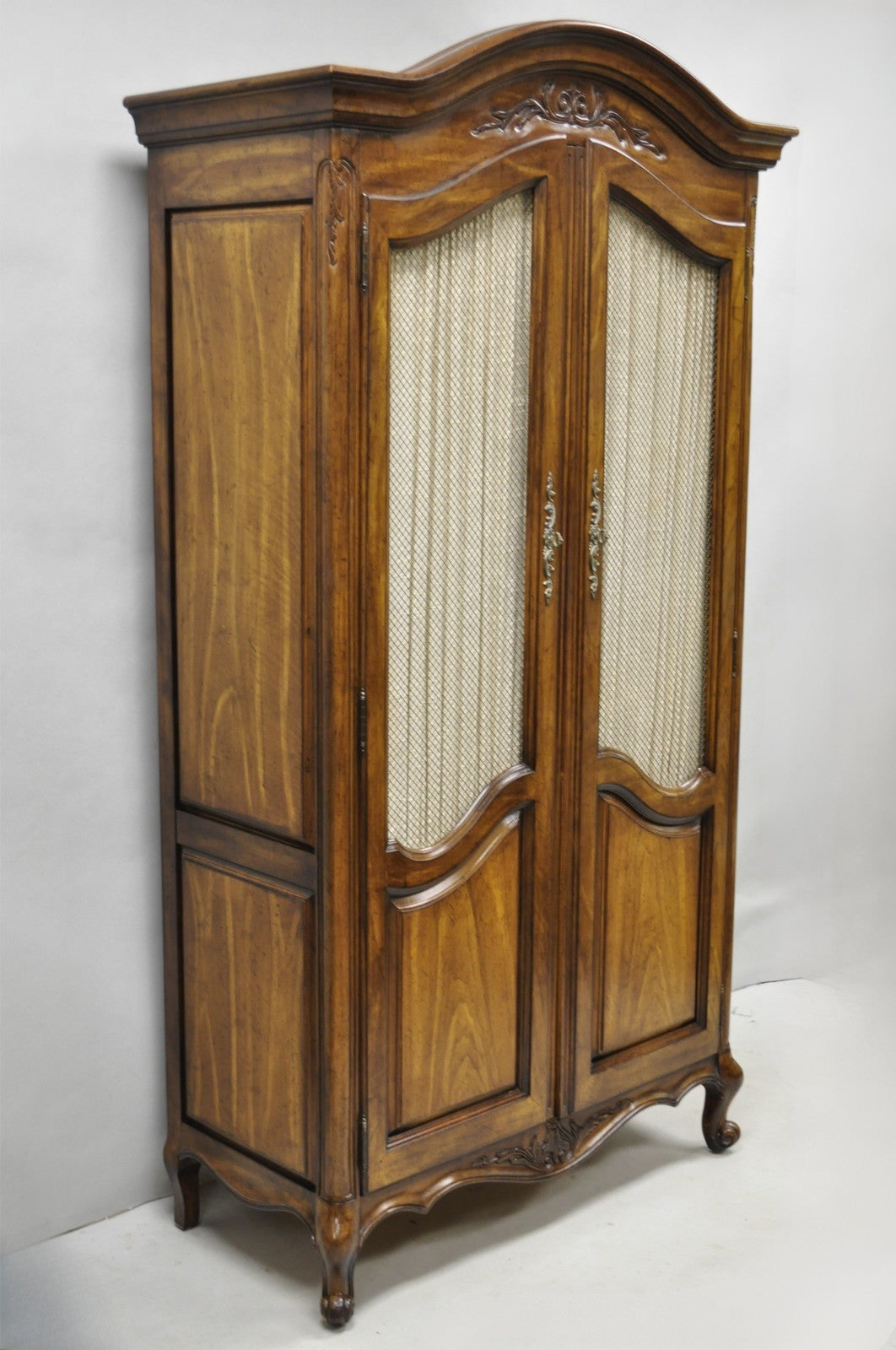 Vintage French Country Style Tall Walnut Armoire Dresser Wardrobe by White Furn.