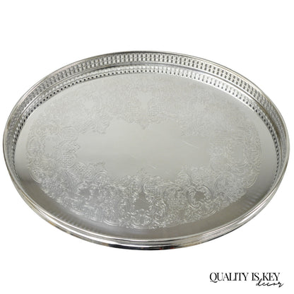 Vintage William Adams WA Italy Silver Plated Oval Raised Gallery Bar Tray