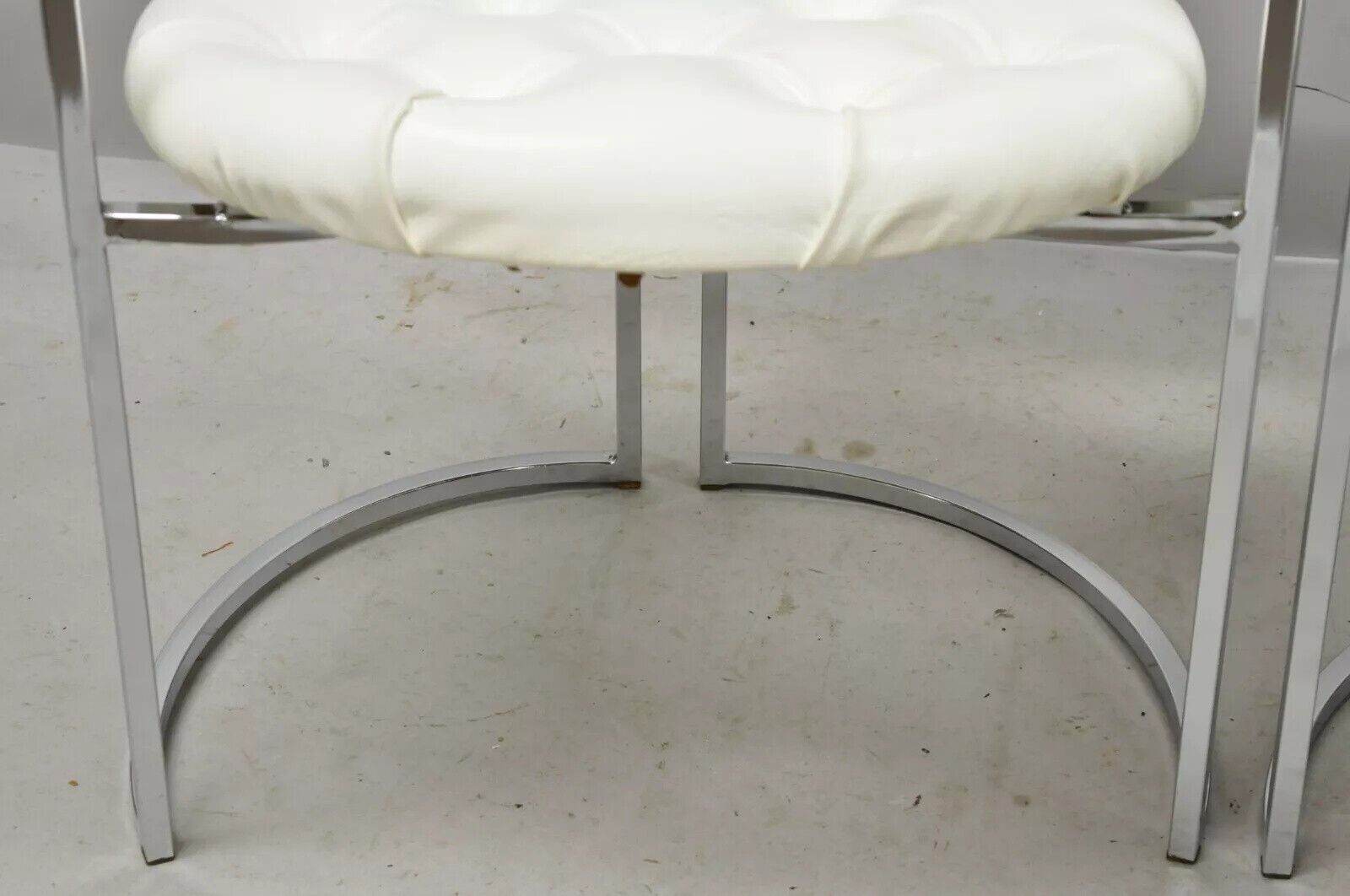 Vintage Daystrom Mid Century Modern Chrome White Vinyl Dining Chairs - Set of 4