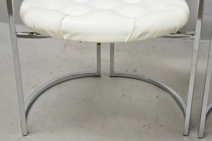 Vintage Daystrom Mid Century Modern Chrome White Vinyl Dining Chairs - Set of 4