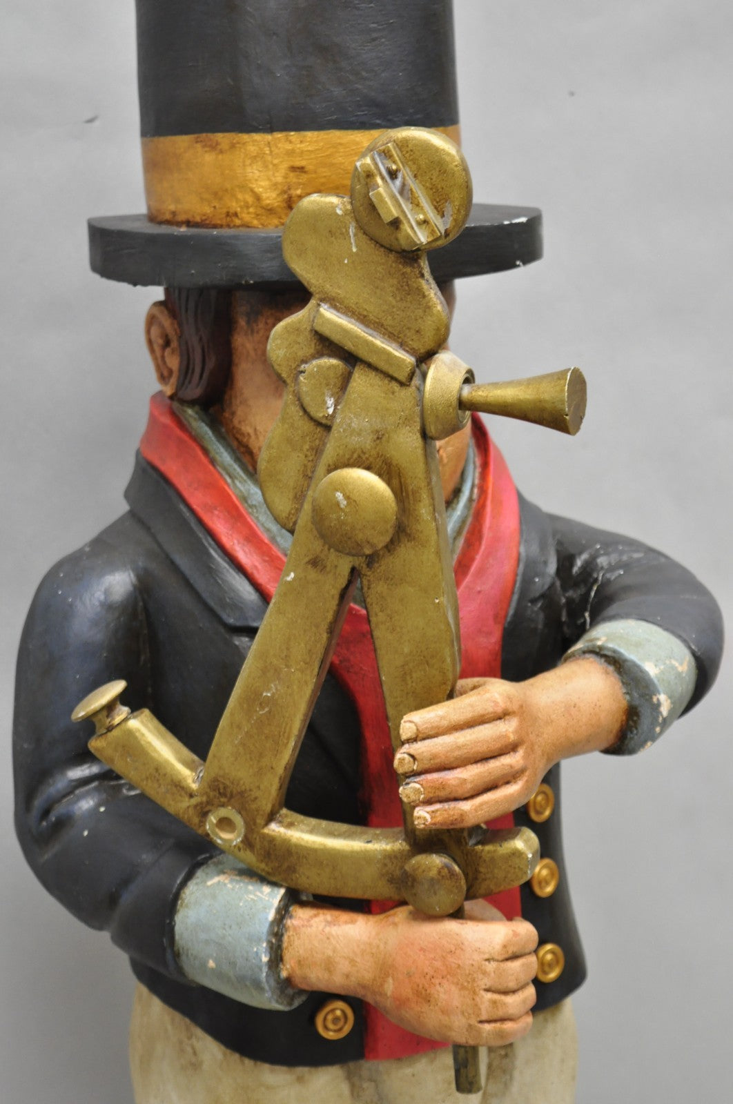 52" Tall Maritime Nautical Folk Art Carved Wood "Little Navigator" Statue Figure